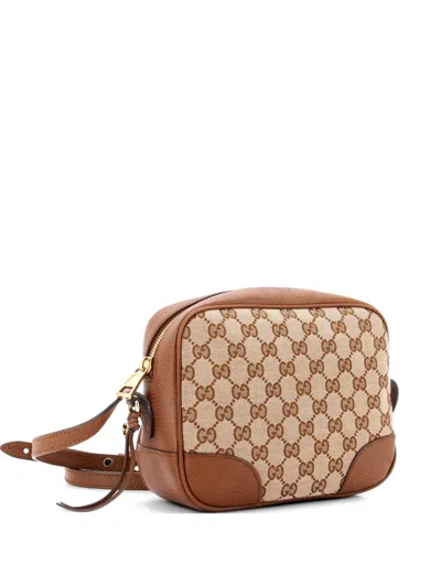 Pre-owned Gucci Bree Disco Gg Canvas With Leather Mini Crossbody Bag In Brown