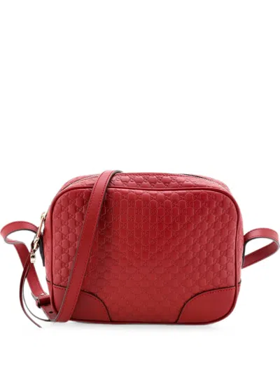 Pre-owned Gucci Bree Disco Microssima Leather Mini Crossbody Bag In Black