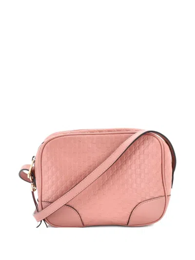 Pre-owned Gucci Bree Disco Microssima Leather Mini Crossbody Bag In Pink