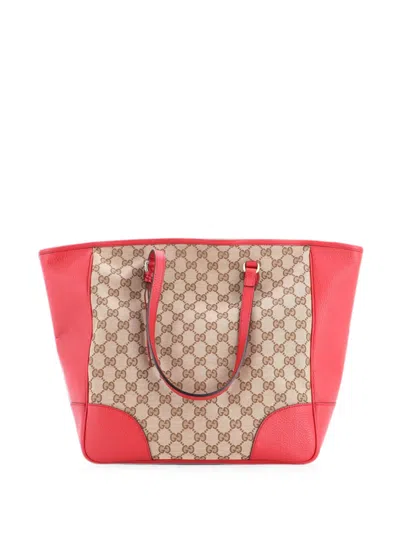 Pre-owned Gucci Bree Gg Canvas With Leather Medium Tote Bag In Brown