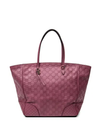 Pre-owned Gucci Bree Ssima Leather Tote Bag In Purple