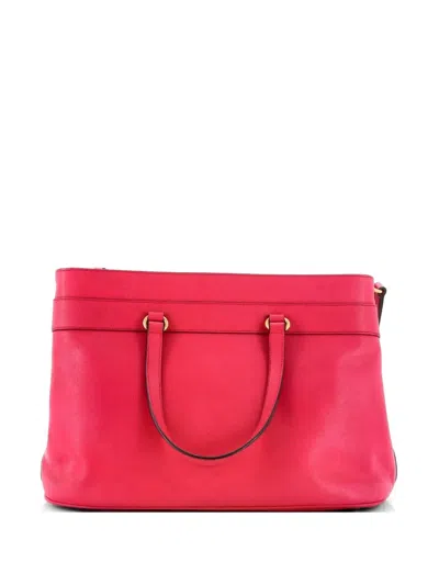 Pre-owned Gucci Bright Bit Convertible Leather Medium Tote Bag In Pink