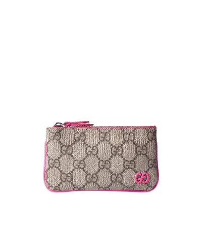 Gucci Bright Pink Trim Key Pouch In Multi