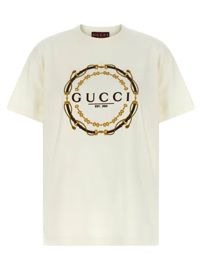 Gucci Logo-embroidered Chain Link T-shirt In White