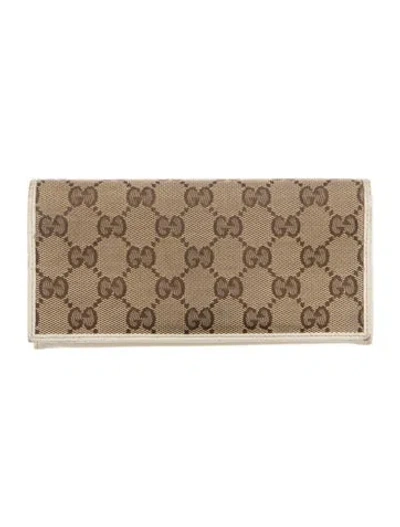 Pre-owned Gucci Britt Continental Wallet Gg Canvas Continental Wallet In Neutral