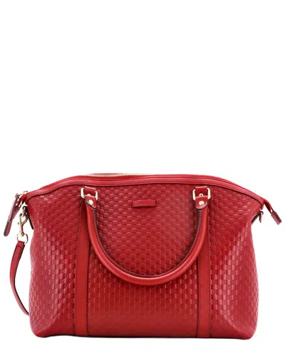 Gucci Britt Convertible Dome Satchel Microssima Leather Medium (authentic Pre-  Loved) In Red