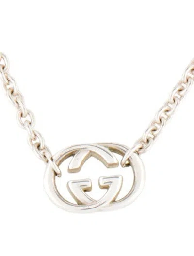 Pre-owned Gucci Britt Interlocking Gg Pendant Necklace, 17" In Multicolor