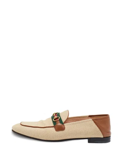 Pre-owned Gucci Brixton Horsebit Loafers In Neutrals