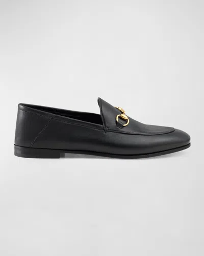 Gucci Brixton Leather Horsebit Loafers In Black