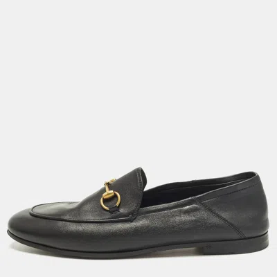 Pre-owned Gucci Brixton Size Black Leather Slip On Loafers