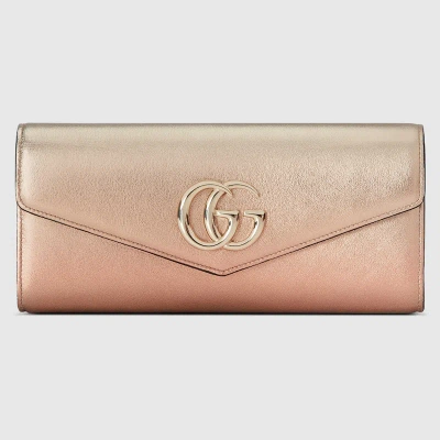 Gucci Broadway Clutch With Double G In Brown