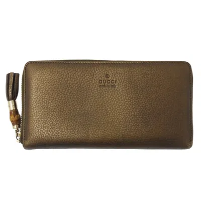 Pre-owned Gucci Bronze Brown Leather Long Wallet (bi-fold) ()