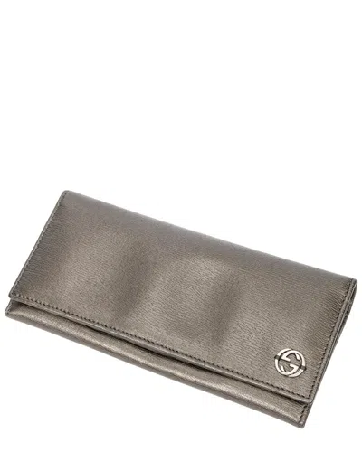 Gucci Bronze Calfskin Leather Gg Continental Wallet (authentic Pre-loved) In Gray