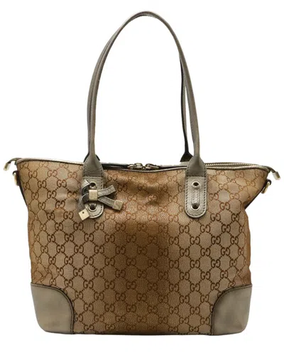 Pre-owned Gucci Bronze Gg Canvas Heartbit Shoulder Tote (authentic Pre-loved)