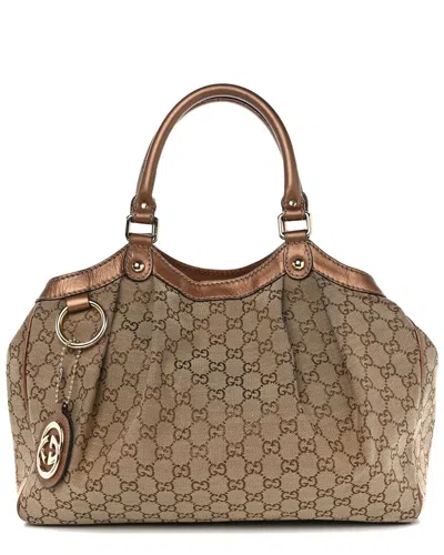 Gucci Bronze Gg Canvas Medium Sukey Tote (authentic Pre-loved)