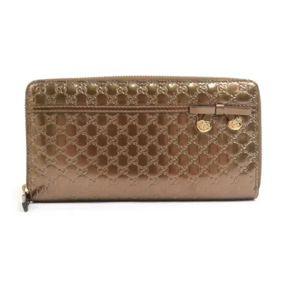 Pre-owned Gucci Bronze Leather Long Wallet (bi-fold) () In Brown