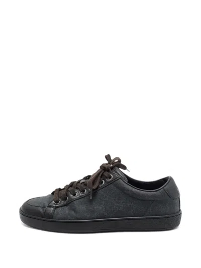 Pre-owned Gucci Brooklyn Gg Supreme Lace-up Sneakers In Black