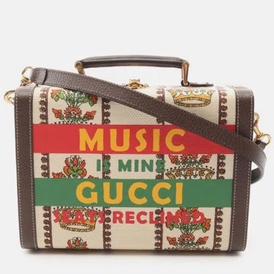 Pre-owned Gucci Brown 100 Centennial Canvas Music Is Mine Beauty Case