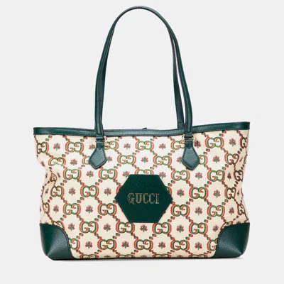 Pre-owned Gucci Brown 100th Anniversary Medium Gg Canvas Embroidered Flower Ophidia Tote
