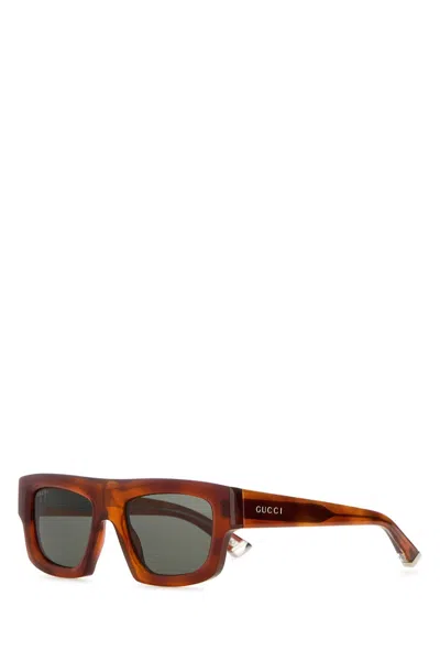 Gucci Men Caramel Acetate Sunglasses In Brown