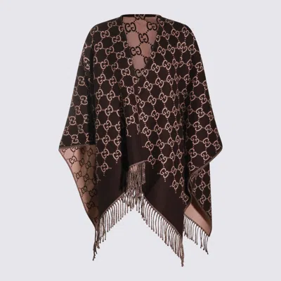 Gucci Brown And Pink Wool Cape