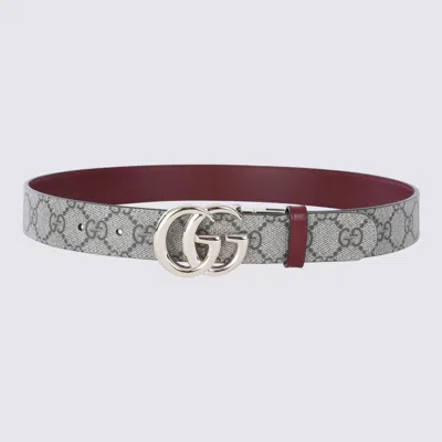 Gucci Brown And Red Ancora Gg Marmont Belt In Neutral