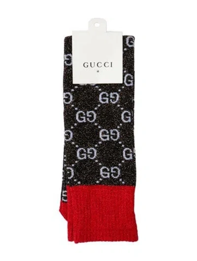 Pre-owned Gucci Brown And Red Patterned Glitter Sock In Multi