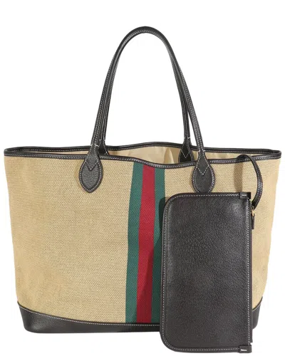 Gucci Brown & Tan Canvas Web Ophidia Large Foldable Tote (authentic Pre-loved)