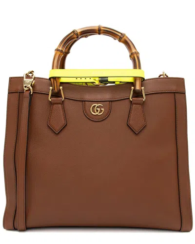 Gucci Diana Bamboo Leather Handbag In Brown
