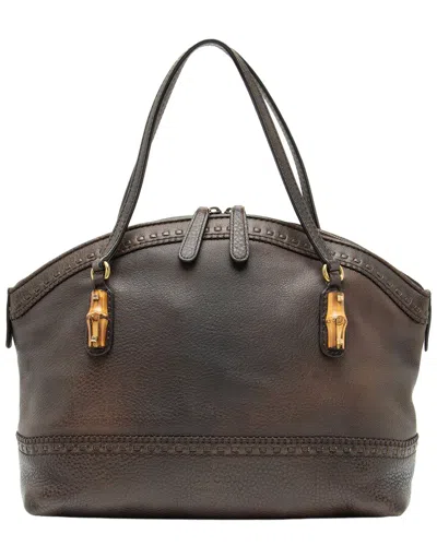 Gucci Brown Bamboo, Calfskin Laidback Crafty Dome Satchel (authentic Pre-  Loved)