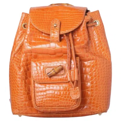 Pre-owned Gucci Brown Bamboo Leather Mini Backpack -'90s