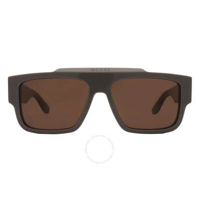 Gucci Brown Browline Men's Sunglasses Gg1460s 003 56 In Brown / Grey