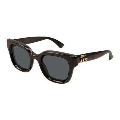 Gucci Brown-brown-grey Acetate Sunglasses