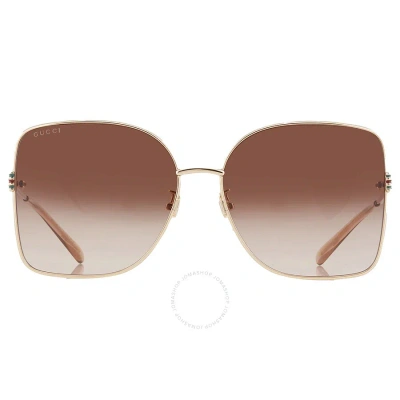 Gucci Brown Butterfly Ladies Sunglasses Gg1282sa 003 62 In Brown / Gold