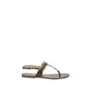 Gucci Brown Calf Leather Bos Taurus Flat Sandals In Brown
