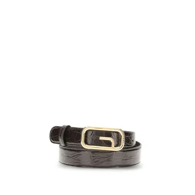 Gucci Brown Calf Leather Bos Taurus Regular Belt In Animal Print