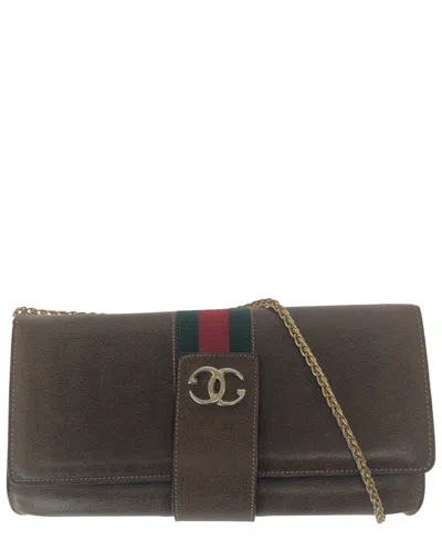 Gucci Brown Calfskin Chain Shoulder Bag (authentic Pre-loved)