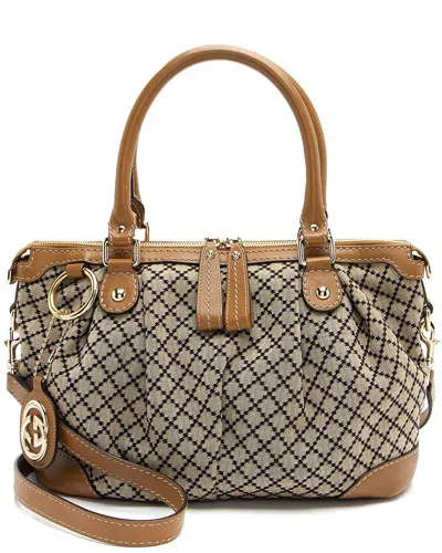 Gucci Brown Canvas Diamante Sukey Medium Satchel (authentic Pre-loved)