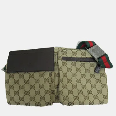 Pre-owned Gucci Brown Canvas Gg Canvas Belt Bag In Black