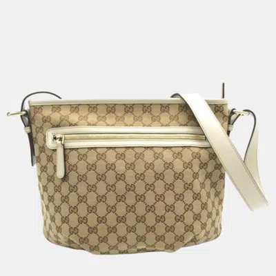 Pre-owned Gucci Brown Canvas Gg Canvas Front Zip Shoulder Bag