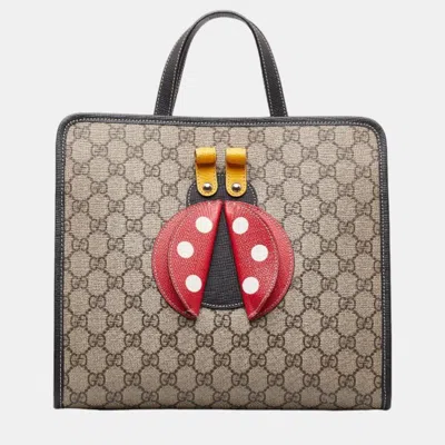 Pre-owned Gucci Brown Canvas Gg Supreme Lady Bug Tote Bag