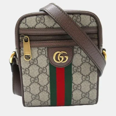Pre-owned Gucci Brown Canvas Gg Supreme Ophida Crossbody Bag