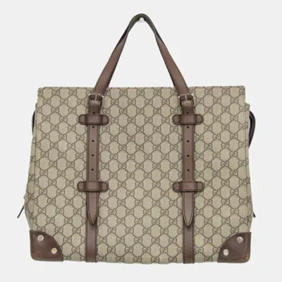 Pre-owned Gucci Brown Canvas Gg Supreme Tote Bag