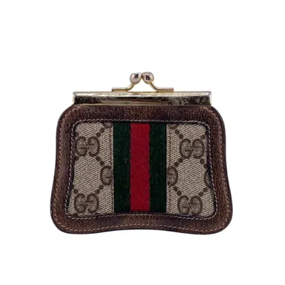 Pre-owned Gucci Brown Canvas Leather Coin Purse/coin Case ()