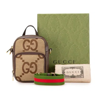 Pre-owned Gucci Brown Canvas Leather Handbag Shoulder Bag ()