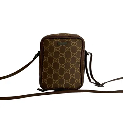 Pre-owned Gucci Brown Canvas Leather Pochette Pouch Shoulder Bag ()