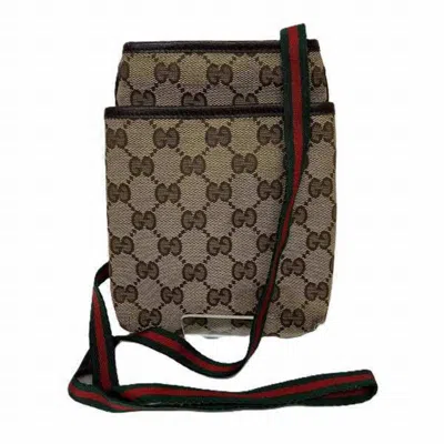 Pre-owned Gucci Brown Canvas Leather Pochette Shoulder Bag ()
