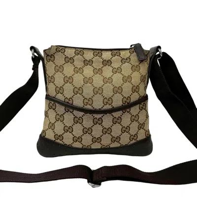 Pre-owned Gucci Brown Canvas Leather Pochette Shoulder Bag ()