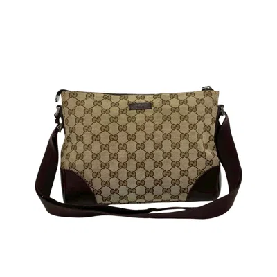 Pre-owned Gucci Brown Canvas Leather Pochette Shoulder Bag ()