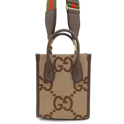 Pre-owned Gucci Brown Canvas Leather Shoulder Bag Tote Bag ()
